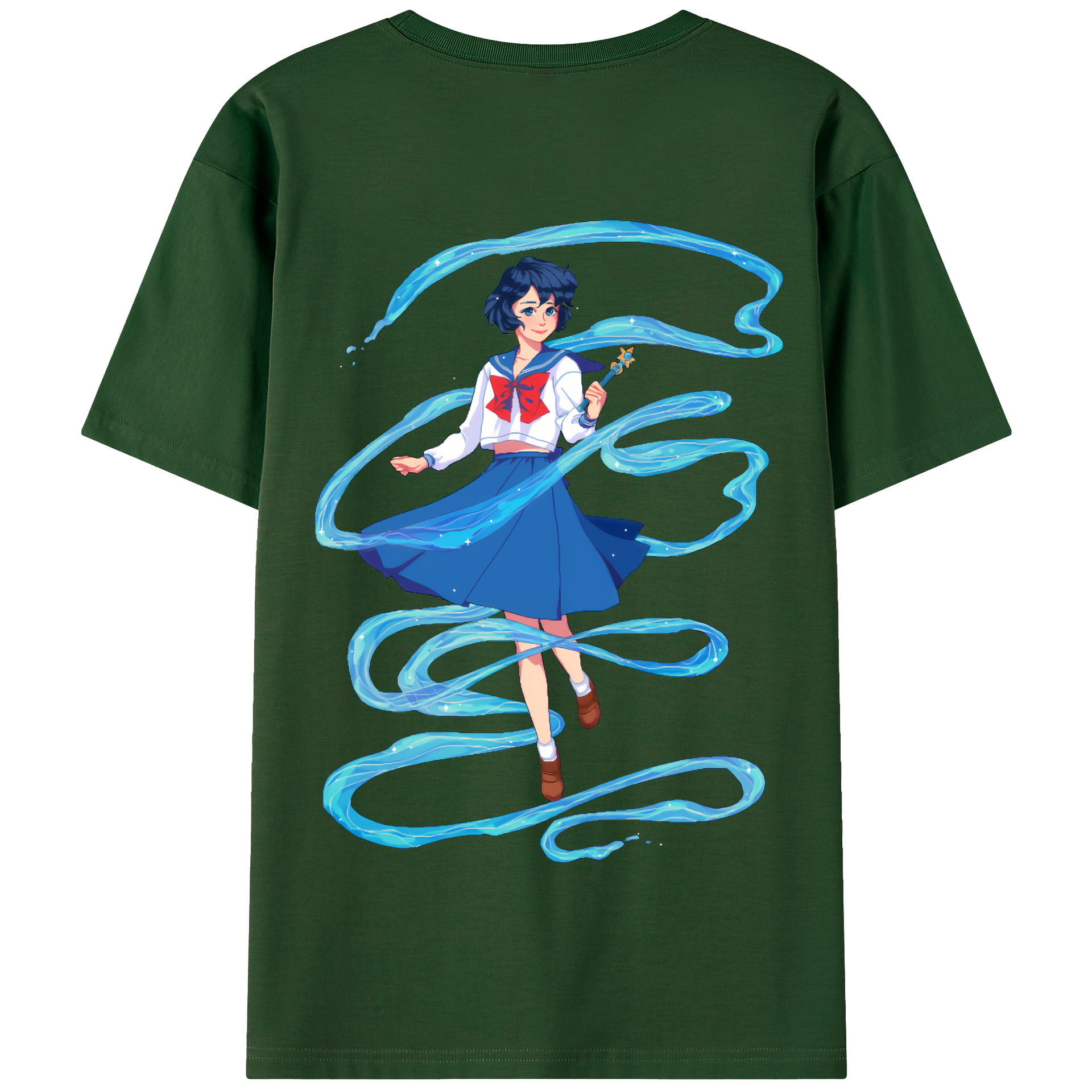 （画像用） 美少女戦士セーラームーン 水野 亜美 みずの あみ Sailor Moon Mizuno Ami 綿100％半袖Tシャツ（背面プリント）
